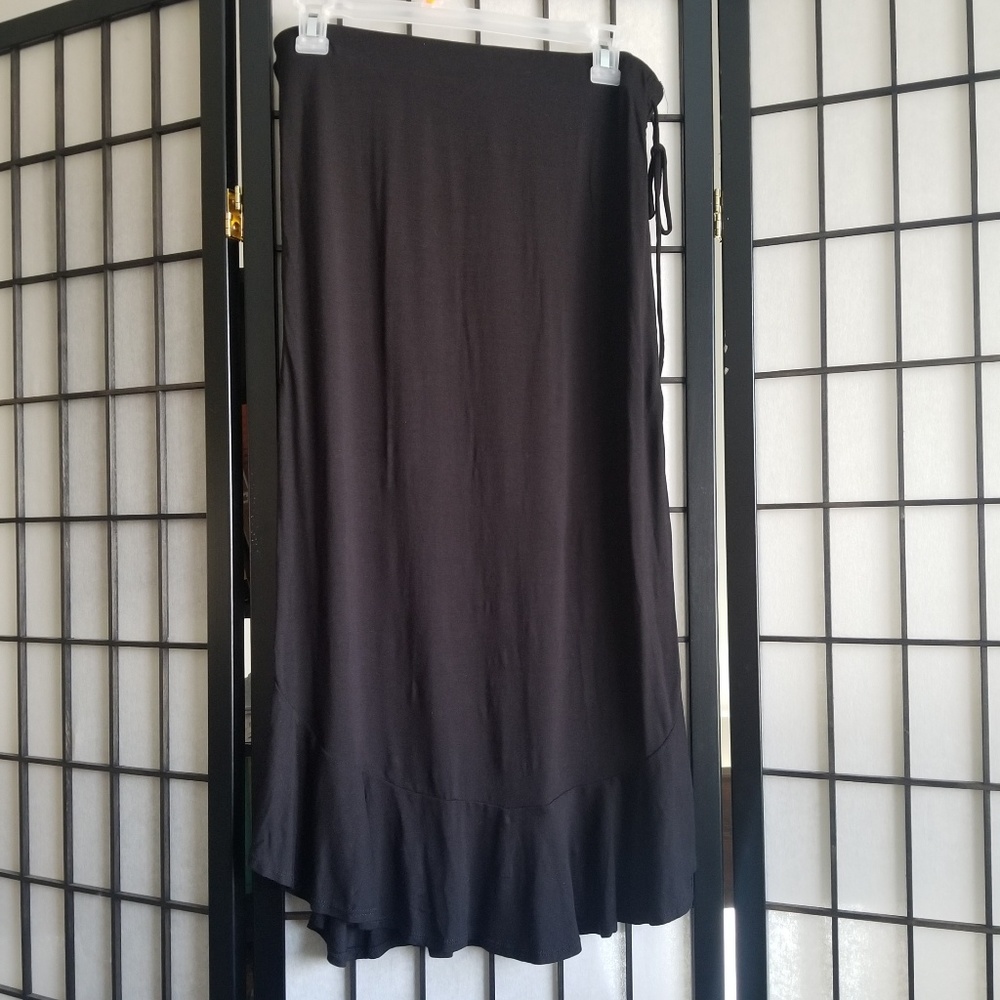 Black long ruffled skirt
